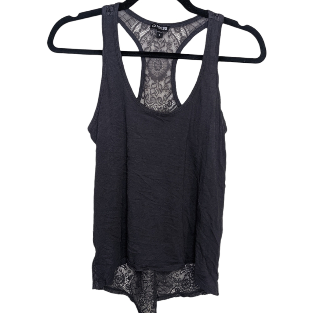 Express Dark Gray Lacy Racerback Tank Top 🖤✨ - Picture 1 of 6